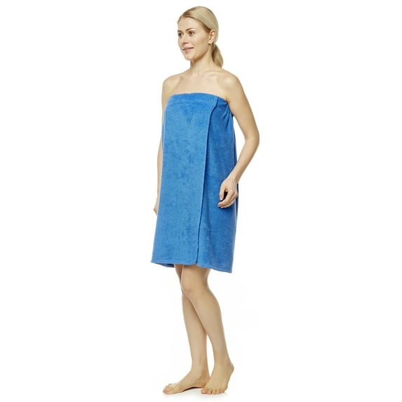 Women's Adjustable Hook and Loop Closure Turkish Organic Cotton Bath Spa and Shower Wrap