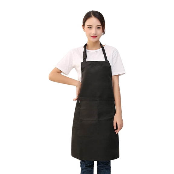 Women's Adjustable Kitchen Apron - Heavy Duty Oxford Fabric with Pockets for Cooking, BBQ & Cleaning (26x30in, Black) - Chef-Grade Stain Resistance