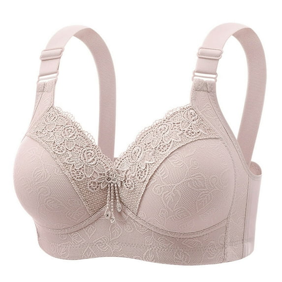 Women's Adjustable Lace Comfort Bra with Gathered Design, Breathable Mesh Fabric for Everyday Wear