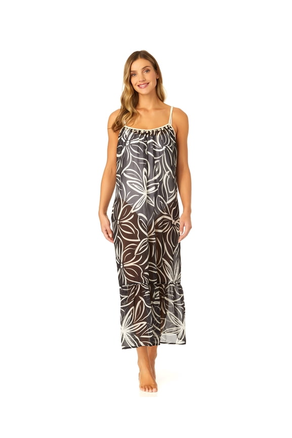 Women's Adjustable Maxi Dress with Seashell Trim Cover Up