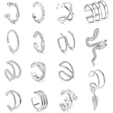 Non-Pierced Dragon Ear Cuffs - Clip On Helix Cartilage Wrap Earrings For Women & Men, Silver/Gold
