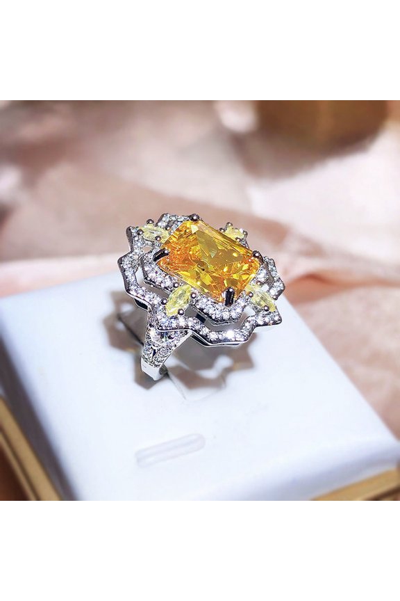 Women's Adjustable Opening Ring with Dragon and Phoenix Decoration Fashionable Ice Flower Cut Design Ring Brass Electrical Degree White Steel Ring Jewelry