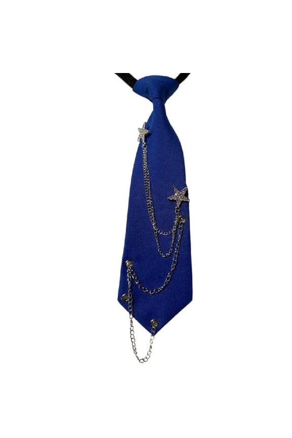 Women's Adjustable Pre Tied Neck Tie Star Chain Student Uniform Party Necktie