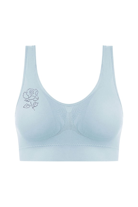 Women's Adjustable Ribbed Bra - Wireless Seamless Bralette | Lightweight Full Coverage with Wide Straps for Large Bust Support