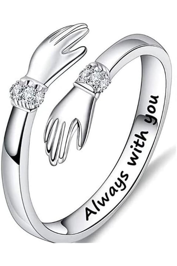 Women's Adjustable Rings 925 Sterling Silver Hug Ring Adjustable Open Love Hug Ring Romantic Open Ring Women Girl Wedding Birthday Gift