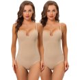 thumbnail image 1 of Women's Adjustable Shoulder Strap Bodysuit Waist Control Tummy Control Shaping Leotard Jumpsuit 2 Packs, 1 of 5