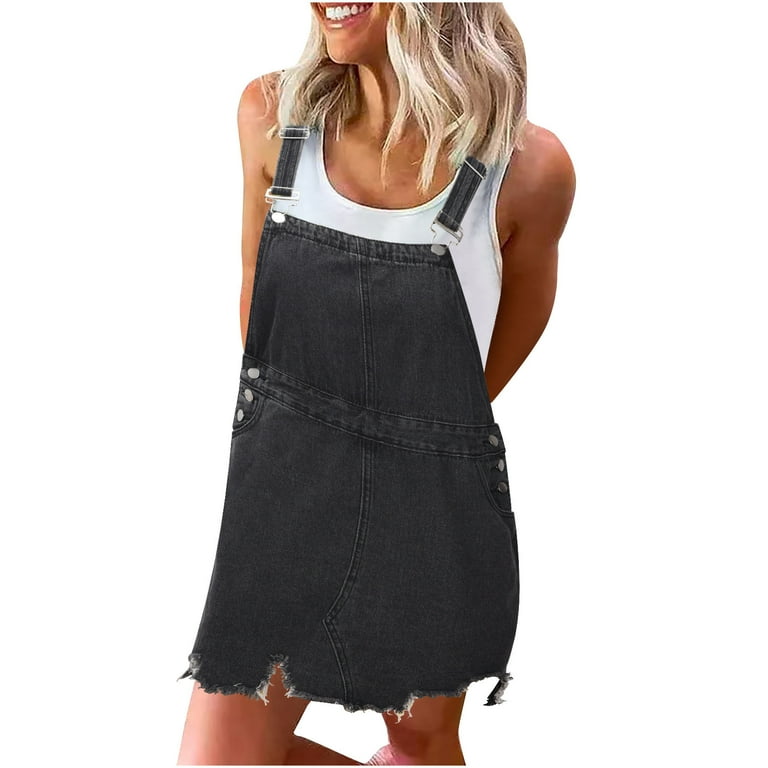 Black overalls dress womens sales