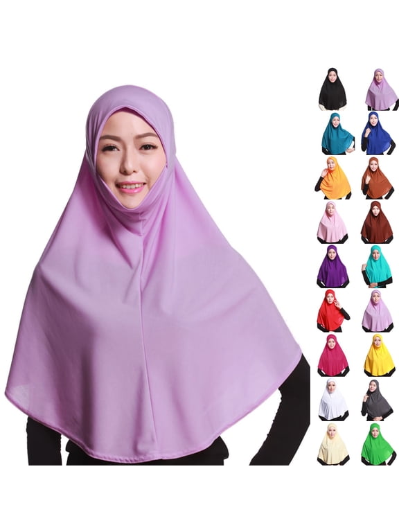 Women's Adjustable Solid Color Stretch Hijab 80 CM Pull On Muslim Headscarf