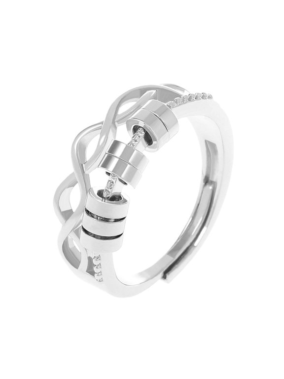 Women's Adjustable Spinner Rings with Rotating Beads for Anxieties Relief Daily Fashion Jewelry