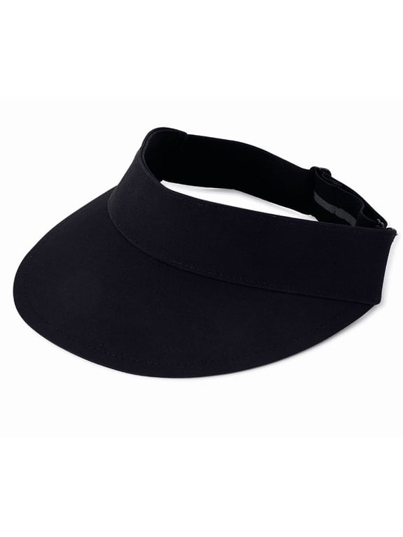 Women's Adjustable Sporty Polyester Visor Hat, Black