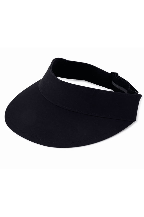 Women's Adjustable Sporty Polyester Visor Hat, Black