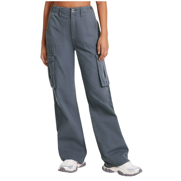 TRGPSG Women's Cargo Pants with 8 Pockets Cotton Casual Work Pants(No  Belt),Royal Blue 14 