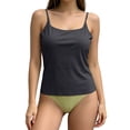 thumbnail image 1 of Women's Adjustable Strap Camisole Tank Top with Built-in Padded Bra, One Size Silky Stretch Sleeveless Cami, Seamless Daily Layering Home Lounge Top for Women 40-70kg, 1 of 7