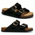 thumbnail image 1 of Women's Adjustable Strap Slip-On Sandals with Cork Footbed - Slide Comfort Sandals, 1 of 6