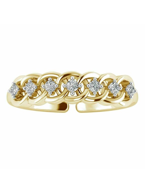 Women's Adjustable Toe Ring 10k Yellow Gold Plated 1Ct Round Cut Natural Moissanite
