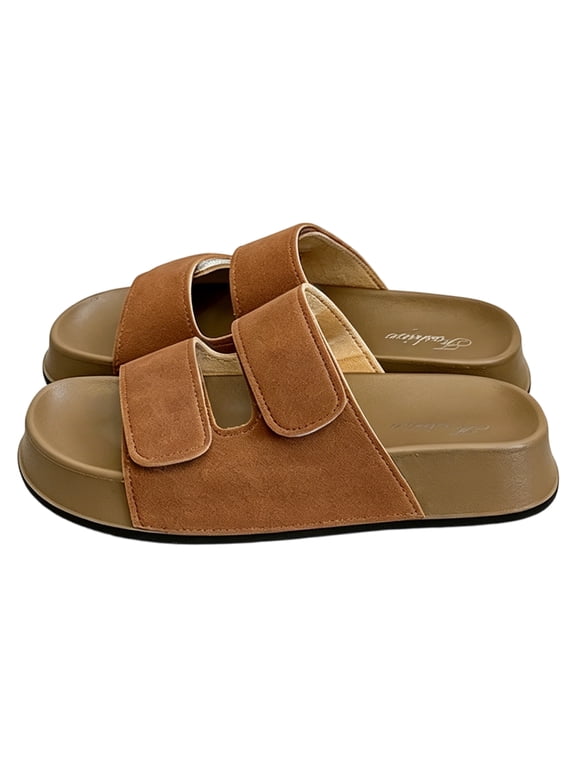 Women's Adjustable Two-Strap Slides, Comfortable Non-Slip Summer Sandals
