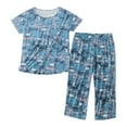 thumbnail image 1 of Women's Adjustable Waist Short Sleeve Sleep Pant & Sleep Top (Women's), D-Dark Blue (2-Pack), 1 of 8