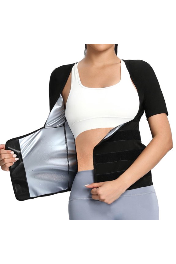 Women's Adjustable Waistband -Burning Workout Short sleeve - Moisture-Wicking Mid-Stretch Fabric, & Body Shaping Design for Running, Gym, Yoga