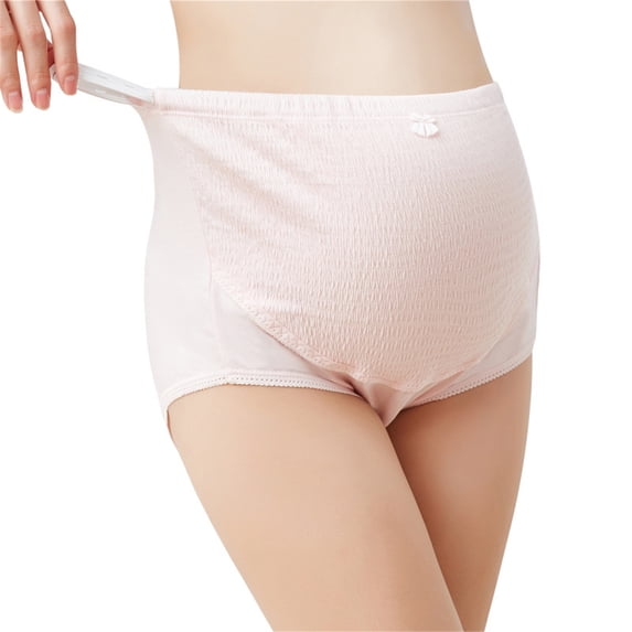 Women's Adjustable Waistband Maternity Panties Over Bump Plus Size Cotton High Waist Underwear,3XL,Pink