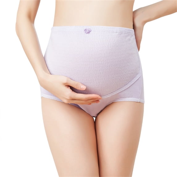 Women's Adjustable Waistband Maternity Panties Over Bump Plus Size Cotton High Waist Underwear,M,Purple