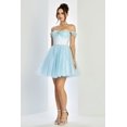 thumbnail image 1 of Women's Adora Design 1060 Short Glitter Off Shoulder A-line Prom 2026 Dress Baby Blue Size M, 1 of 3