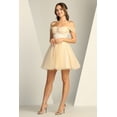 thumbnail image 1 of Women's Adora Design 1060 Short Glitter Off Shoulder A-line Prom 2026 Dress Champagne Goldish Beige Size L, 1 of 1
