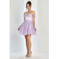 thumbnail image 1 of Women's Adora Design 1060 Short Glitter Off Shoulder A-line Prom 2026 Dress Lilac Lavender Size 3XL, 1 of 3