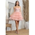 thumbnail image 1 of Women's Adora Design 1062 Strapless Short Glitter Tulle Homecoming Party Dress Rose Pink Size 3XL, 1 of 3