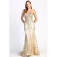 thumbnail image 1 of Women's Adora Design 3053n Glitter Applique Mermaid Long Formal Gown Champagne Goldish Beige Size XL, 1 of 3