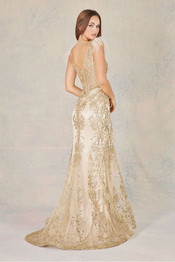 Women's Adora Design 3148 Glitter Print Summered Mermaid Long Formal Prom 2026 Dress Black Size S