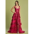 thumbnail image 1 of Women's Adora Design 3174 Tiered A-line Sequin Applique Formal Prom 2026 Gown Fuchsia Pink Size XL, 1 of 5