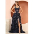 thumbnail image 1 of Women's Adora Design 3174 Tiered A-line Sequin Applique Formal Prom 2026 Gown Navy Blue Size 3XL, 1 of 3