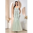 thumbnail image 1 of Women's Adora Design 3183 Spaghetti Strap Fitted Bodycon Long Formal Prom 2026 Gown Sage Green Size S, 1 of 1
