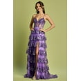 thumbnail image 1 of Women's Adora Design 3218 Sequin Ruffle A-line Slit Formal Prom 2026 Gown Lavender Size 3XL, 1 of 3
