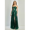 thumbnail image 1 of Women's Adora Design 3261 Strapless Metallic Pleated A-line Slit Prom 2026 Gown Emerald Green Size 18, 1 of 5