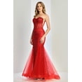 thumbnail image 1 of Women's Adora Design 3278 Strapless Beaded Tulle Mermaid Prom 2026 Dress Red Size 6, 1 of 1