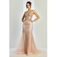 thumbnail image 1 of Women's Adora Design 3278 Strapless Beaded Tulle Mermaid Prom 2026 Dress Rose Pink Gold Size 12, 1 of 1
