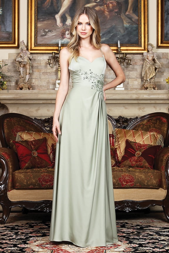 Women's Adora Design 3321 Beaded Floral Applique A-line Sweetheart Prom 2026 Dress Sage Green Size 6