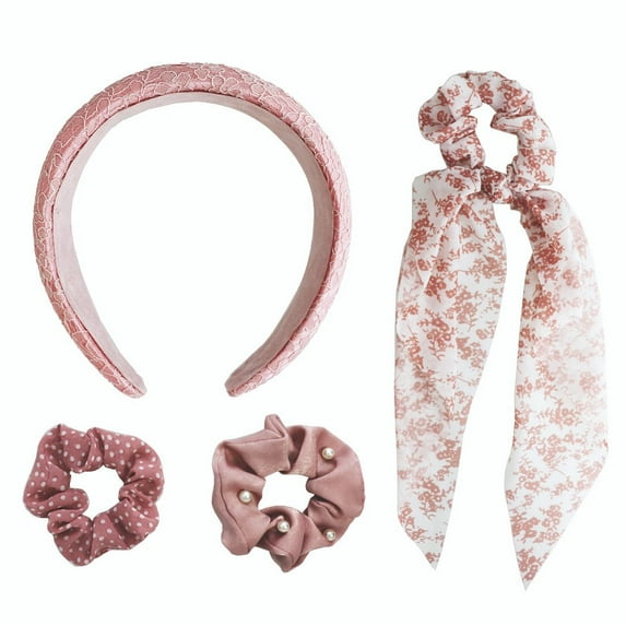 Women's Adult 4 Piece Padded Headband and Scrunchie Set