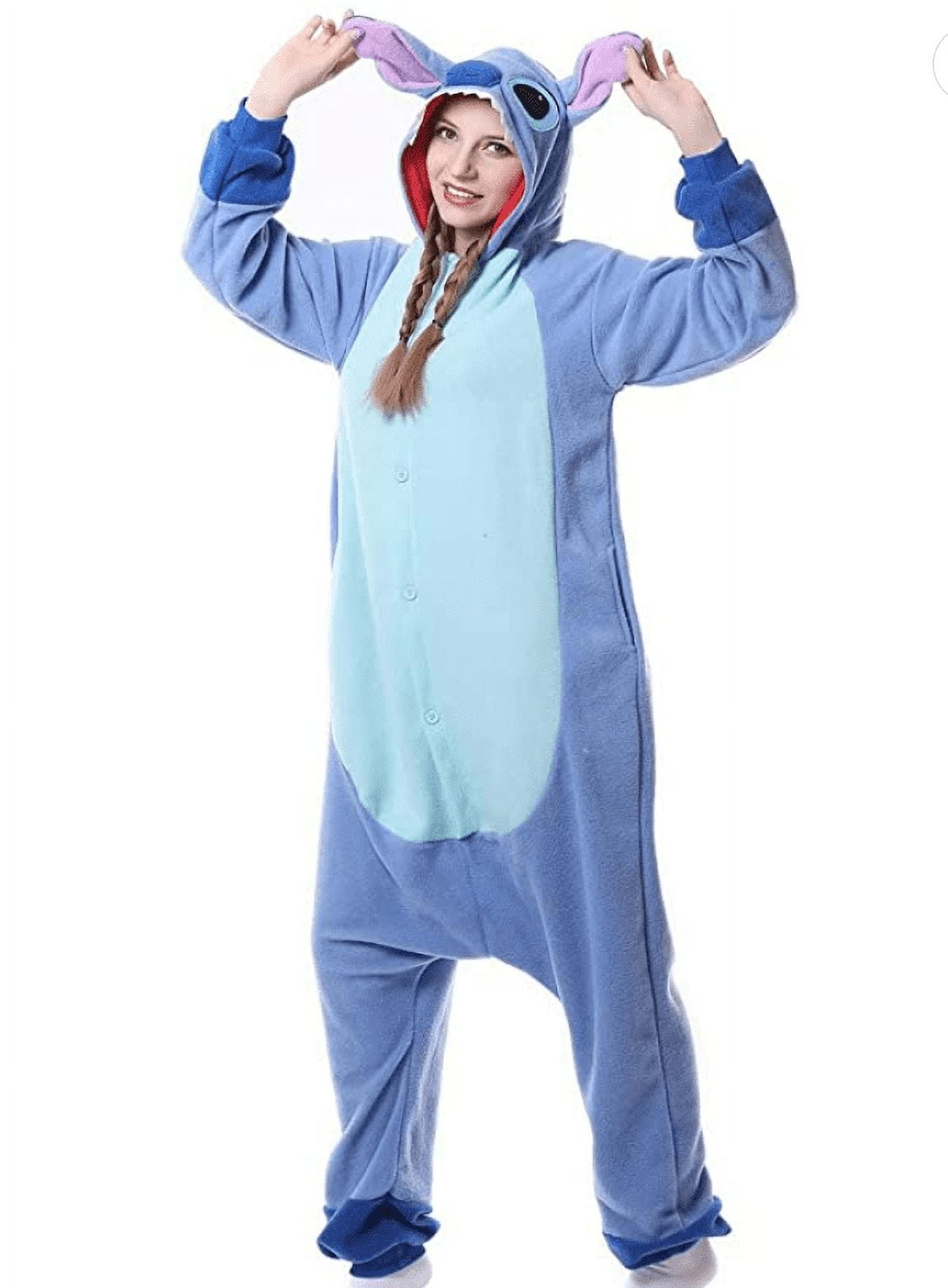 Women s Adult Animal Stitch Jumpsuit Pajamas Blue Medium Walmart