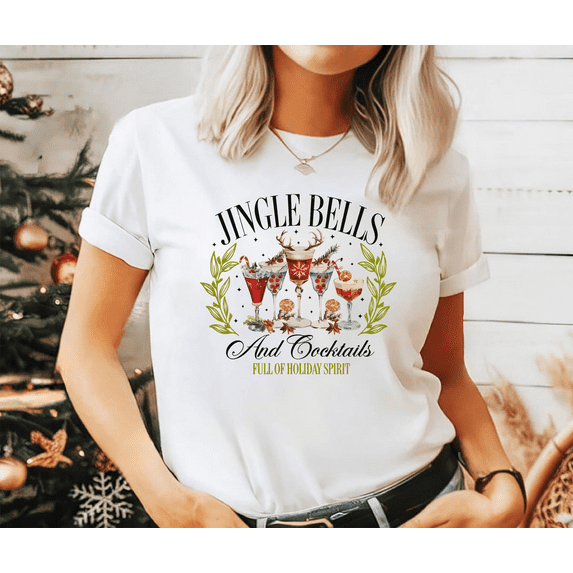 Women’s Adult Christmas Shirt – Festive Holiday Graphic Short Sleeve Tee