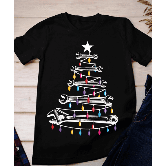 Women’s Adult Christmas T-Shirt – Christmas Tree Graphic Holiday Short Sleeve Tee