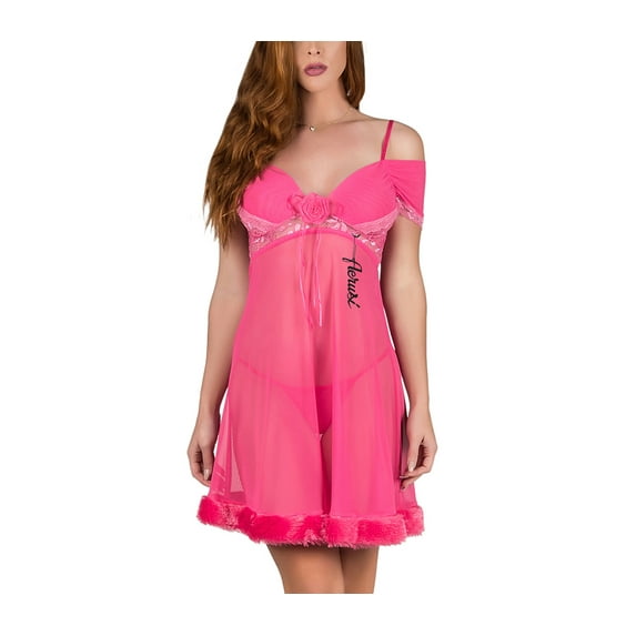 Women's Adult Lingerie Night Wear Ruffle Lace Babydoll Chemise