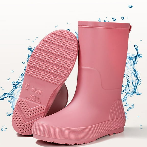 Women's Adult Outdoor Work Waterproof Anti-Slip Booties Mid Tube Rain Boots Classic Wading Thick Non Slip Water Shoes Outdoor Gardening Work Rubber Boots