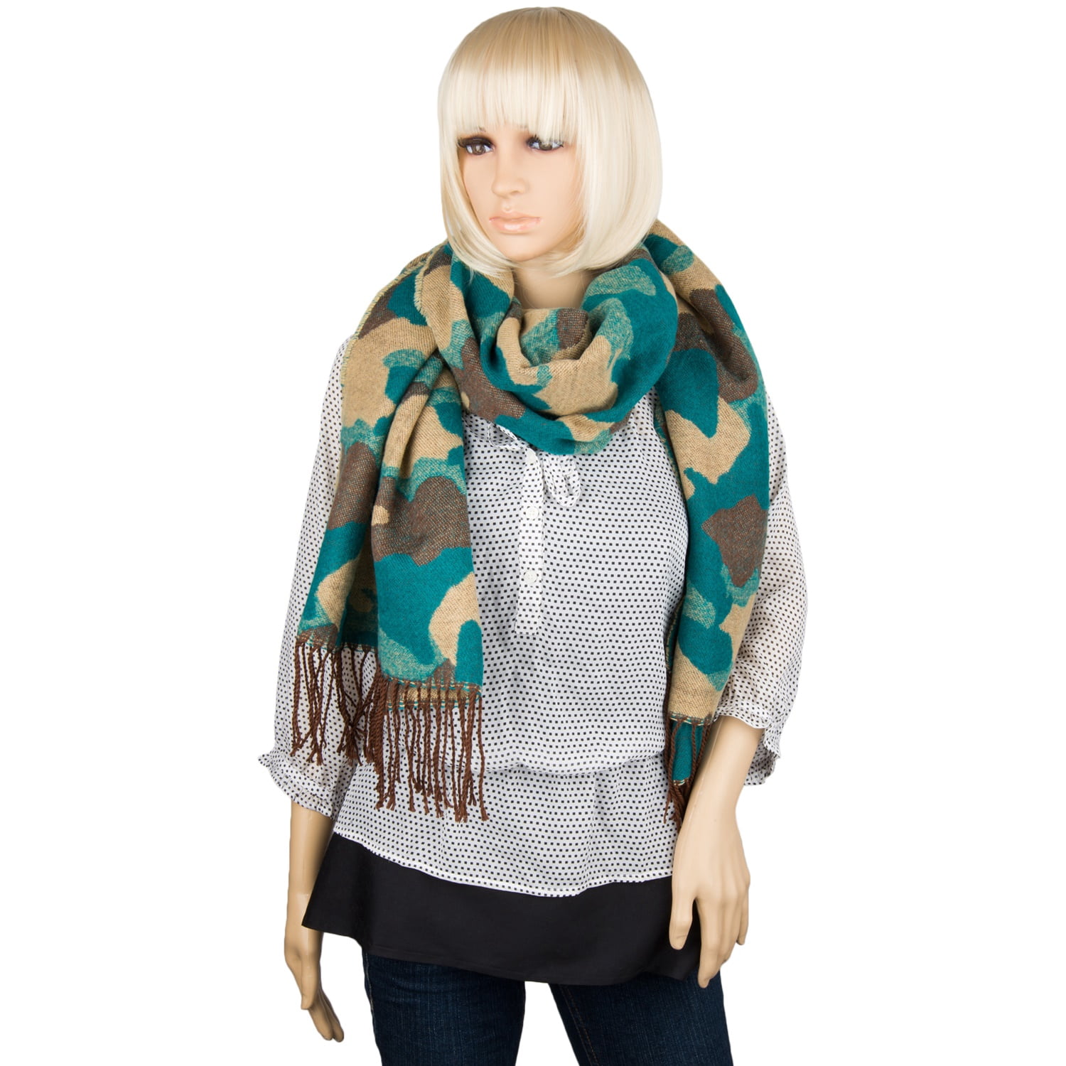 Women's Adult Warm Woolen Weave Sleeve Edge Scarf Wrap Series