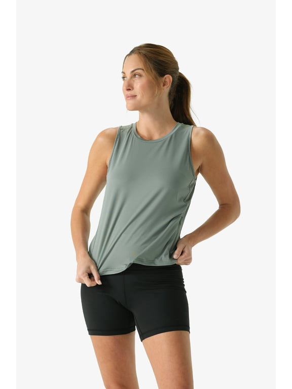 Aeris DriComfort Athletic Tank Tops for Women, Moisture Wicking Sleeveless Workout Top with Hidden Zip Pocket, Sage
