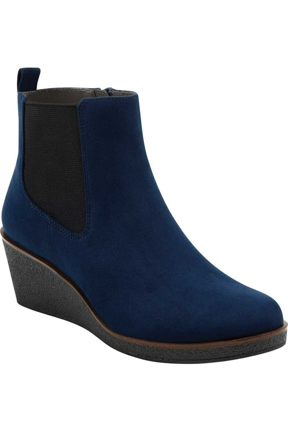 Women's Aerosoles Brandi Wedge Bootie Navy Microsuede 10 M