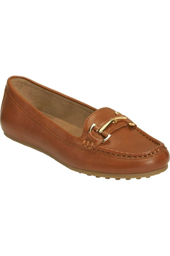 Women's Aerosoles Day Drive Moccasin Dark Tan Faux Leather 7 M