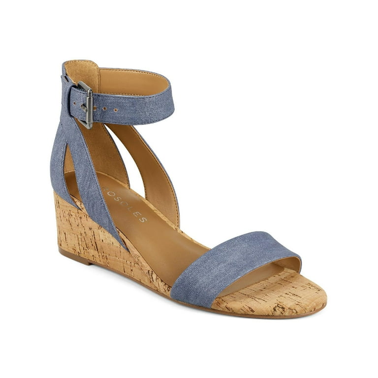 Aerosoles Womens Willowbrook Cork Ankle Strap Wedge Sandals