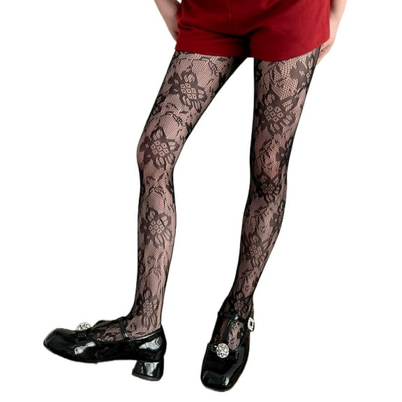 Women's Aesthetic Elegant Flower Pattern Fishnets Tights Stockings Hollowed Out Lace Colorful Pantyhose Leggings Hosiery